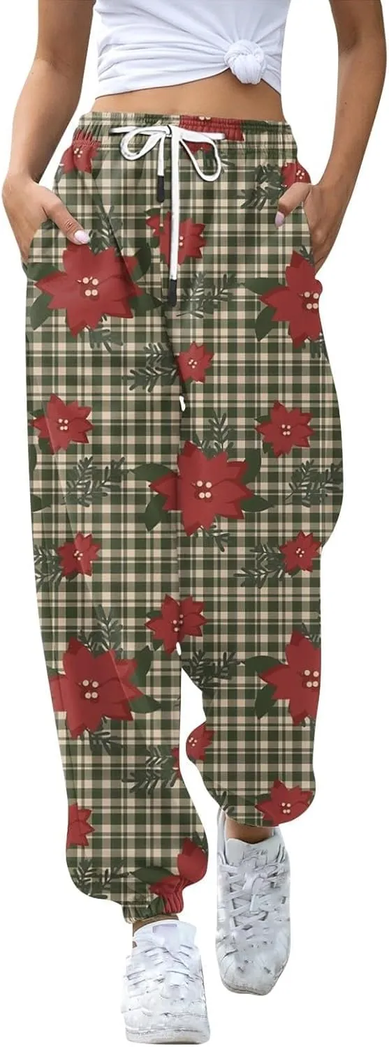 Merry Christmas Sweatpants Sweatpants Workout Active Joggers Pants Baggy Bottoms Winter Christmas Printed Christmas