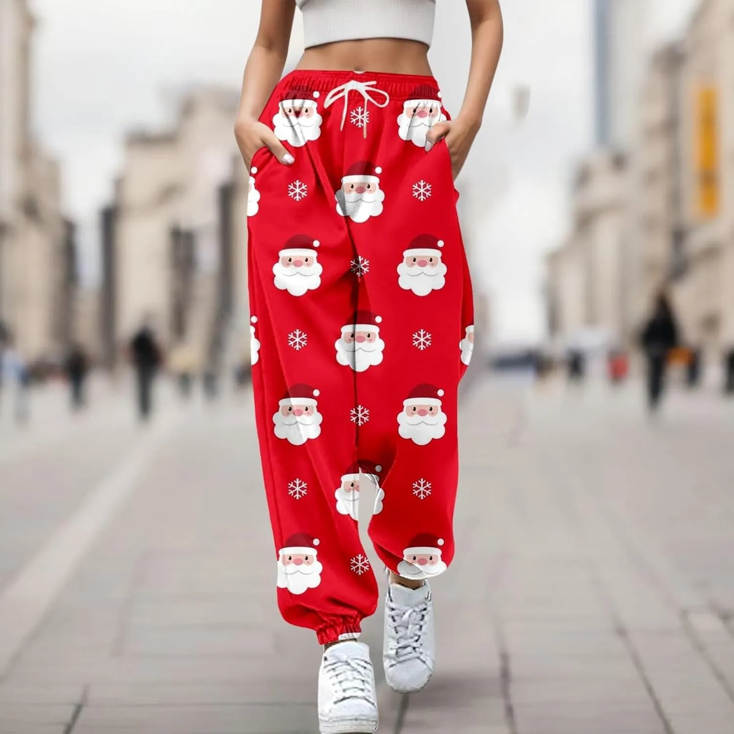 Merry Christmas Sweatpants Sweatpants Workout Active Joggers Pants Baggy Bottoms Winter Christmas Printed Christmas
