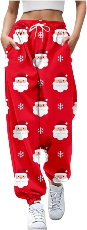 Merry Christmas Sweatpants Sweatpants Workout Active Joggers Pants Baggy Bottoms Winter Christmas Printed Christmas