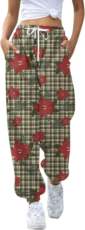 Merry Christmas Sweatpants Sweatpants Workout Active Joggers Pants Baggy Bottoms Winter Christmas Printed Christmas