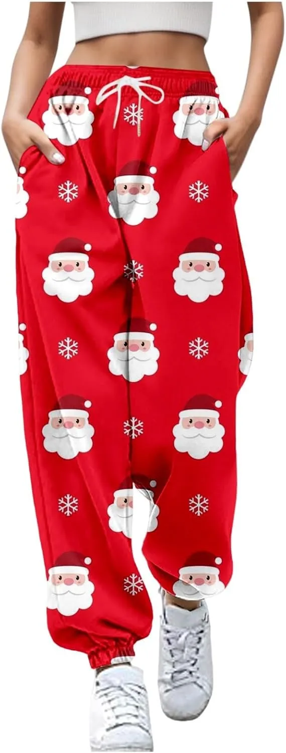 Merry Christmas Sweatpants Sweatpants Workout Active Joggers Pants Baggy Bottoms Winter Christmas Printed Christmas