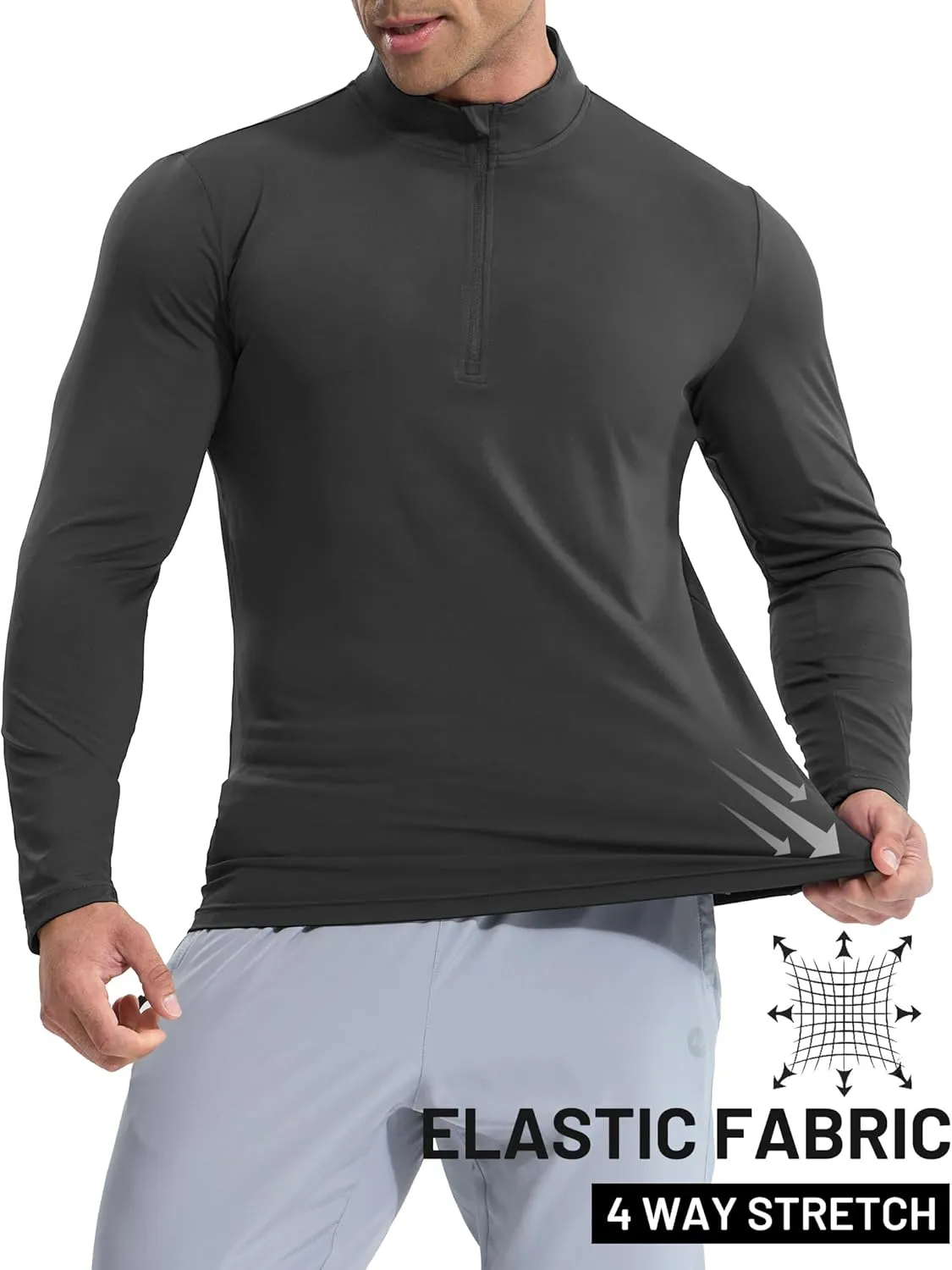 MIER Mens Quarter Zip Pullover Dry Fit Lightweight 1/4 Zip Long Sleeve Shirts for Athletic Running Golf Hiking, UPF 50 