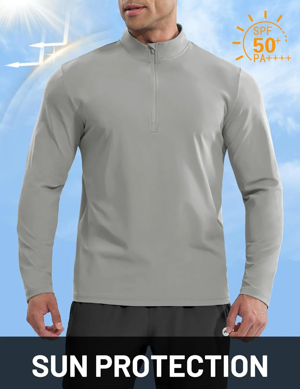 MIER Mens Quarter Zip Pullover Dry Fit Lightweight 1/4 Zip Long Sleeve Shirts for Athletic Running Golf Hiking, UPF 50 