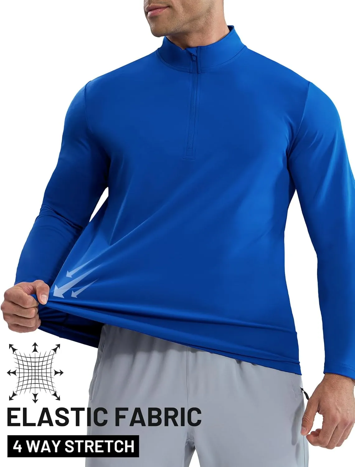 MIER Mens Quarter Zip Pullover Dry Fit Lightweight 1/4 Zip Long Sleeve Shirts for Athletic Running Golf Hiking, UPF 50 