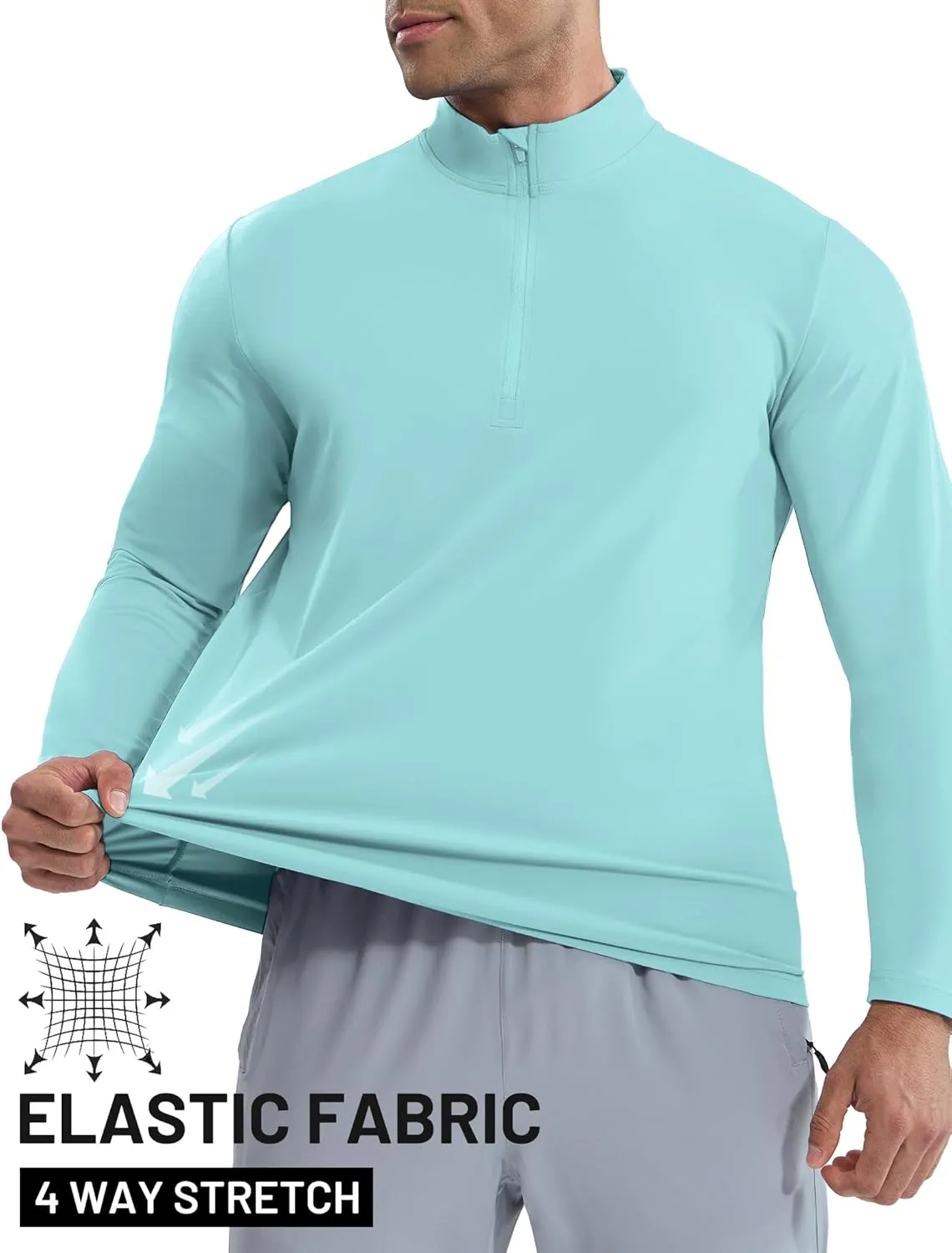 MIER Mens Quarter Zip Pullover Dry Fit Lightweight 1/4 Zip Long Sleeve Shirts for Athletic Running Golf Hiking, UPF 50 