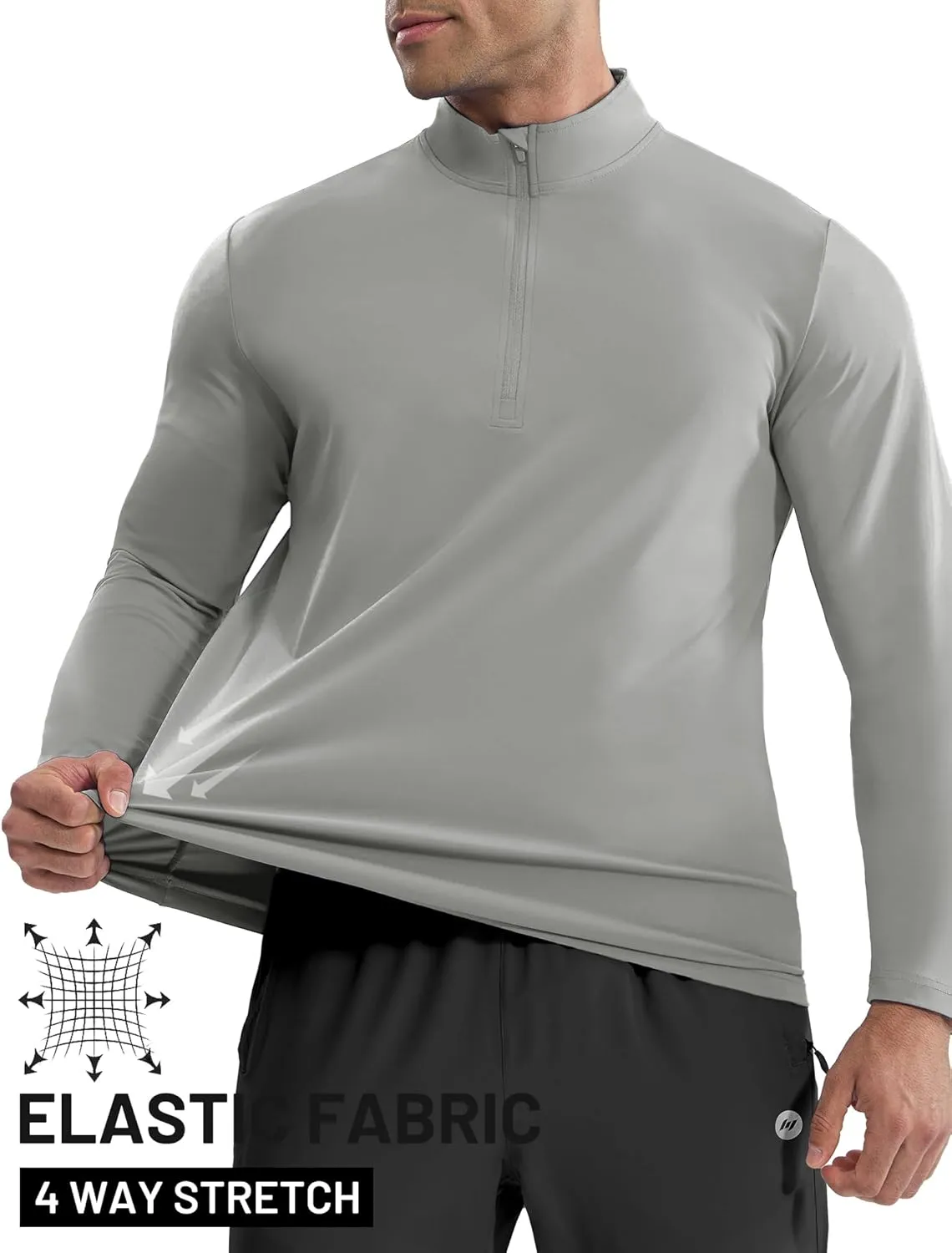 MIER Mens Quarter Zip Pullover Dry Fit Lightweight 1/4 Zip Long Sleeve Shirts for Athletic Running Golf Hiking, UPF 50 