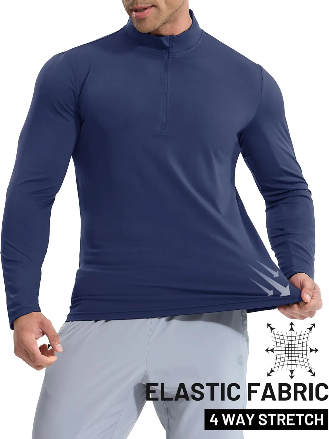 MIER Mens Quarter Zip Pullover Dry Fit Lightweight 1/4 Zip Long Sleeve Shirts for Athletic Running Golf Hiking, UPF 50 