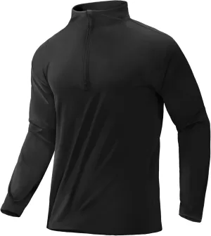 MIER Mens Quarter Zip Pullover Dry Fit Lightweight 1/4 Zip Long Sleeve Shirts for Athletic Running Golf Hiking, UPF 50 