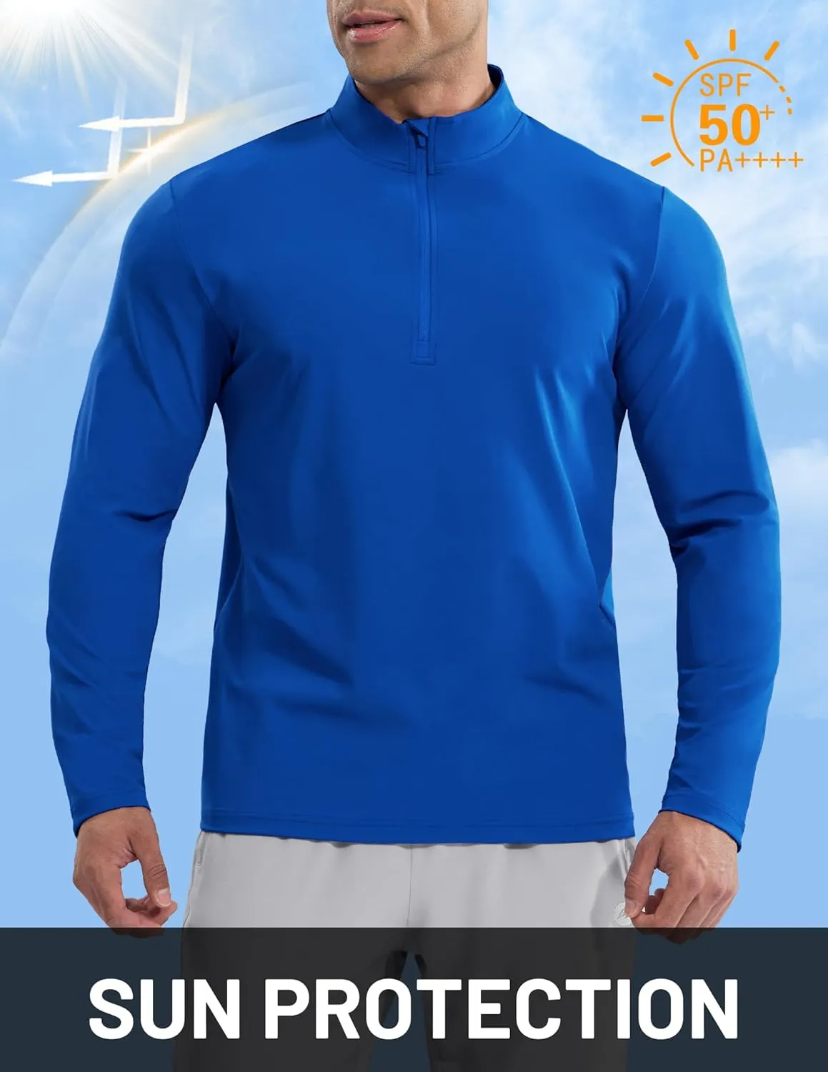 MIER Mens Quarter Zip Pullover Dry Fit Lightweight 1/4 Zip Long Sleeve Shirts for Athletic Running Golf Hiking, UPF 50 