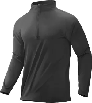 MIER Mens Quarter Zip Pullover Dry Fit Lightweight 1/4 Zip Long Sleeve Shirts for Athletic Running Golf Hiking, UPF 50 