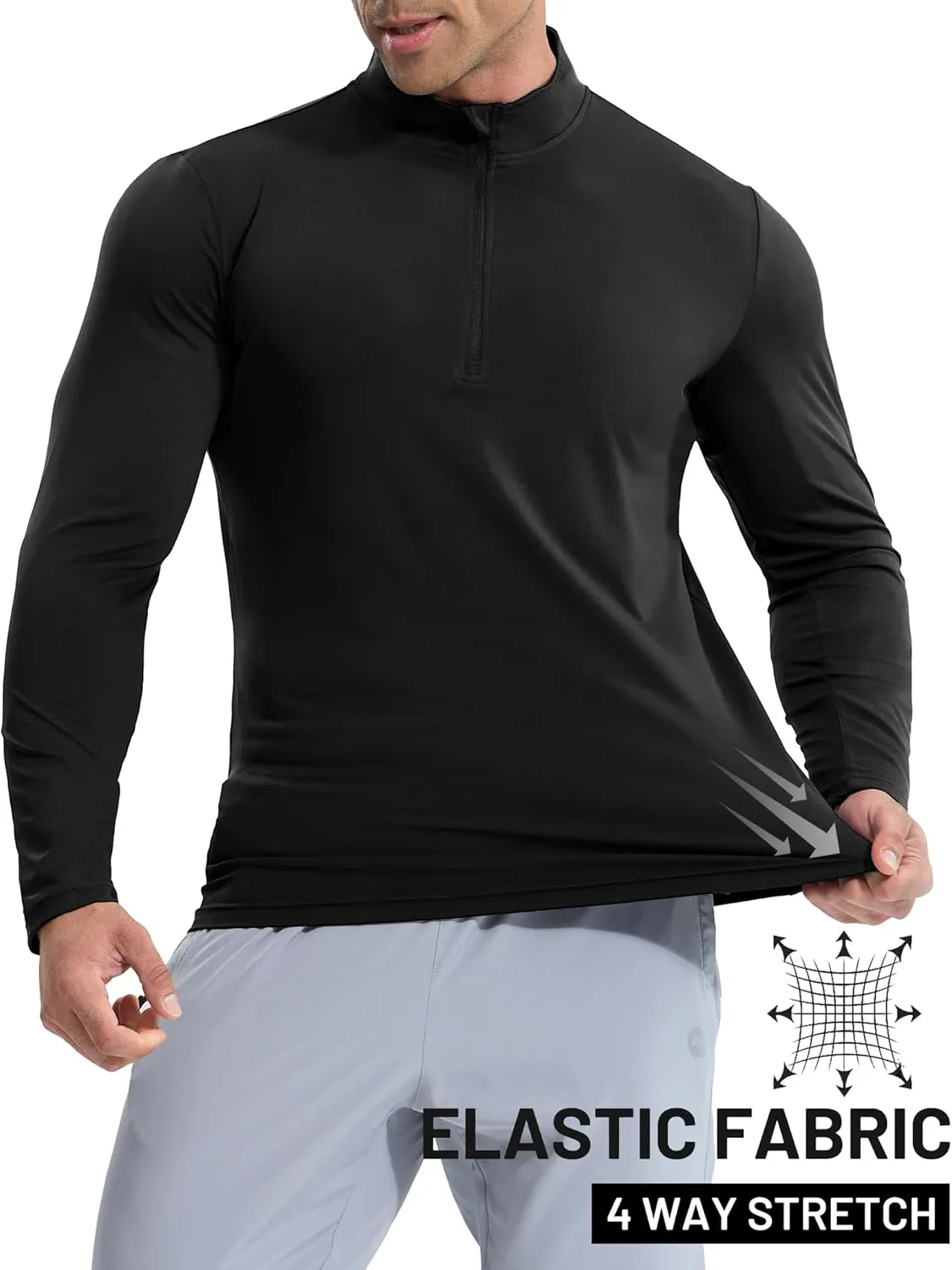 MIER Mens Quarter Zip Pullover Dry Fit Lightweight 1/4 Zip Long Sleeve Shirts for Athletic Running Golf Hiking, UPF 50 