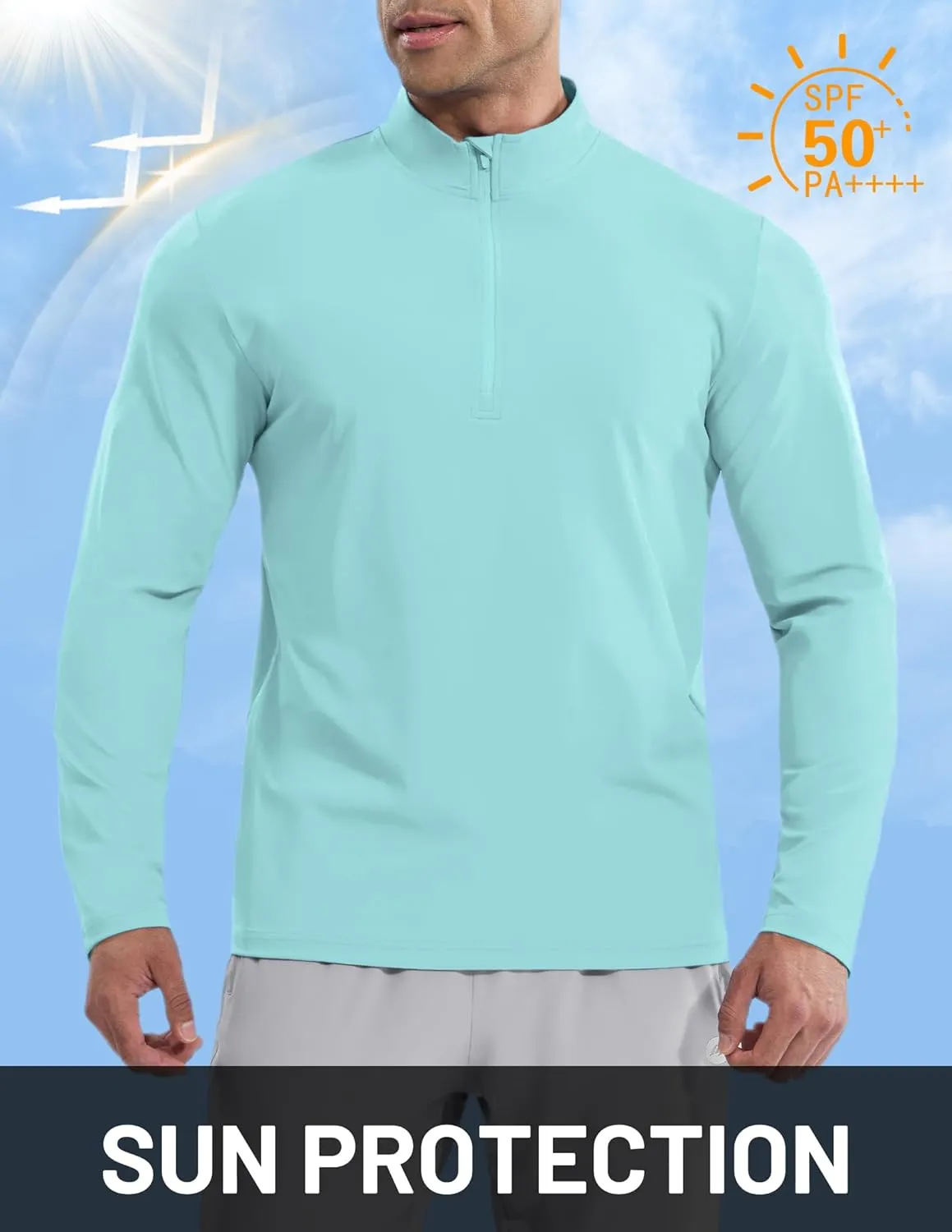 MIER Mens Quarter Zip Pullover Dry Fit Lightweight 1/4 Zip Long Sleeve Shirts for Athletic Running Golf Hiking, UPF 50 