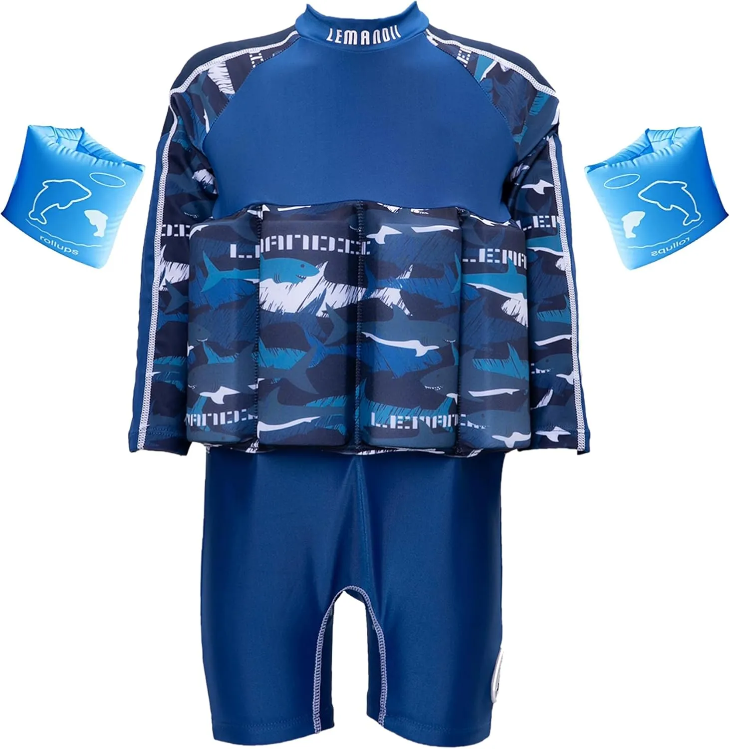One-Piece Toddler Swimsuit for Boys Girls Float Suit with UPF 50  Sun Protection Long Sleeves Swim Vest with Buoyancy Bars Baby Floating Swimwear Quick Dry Bathing Suits for 1-12 Years Kids