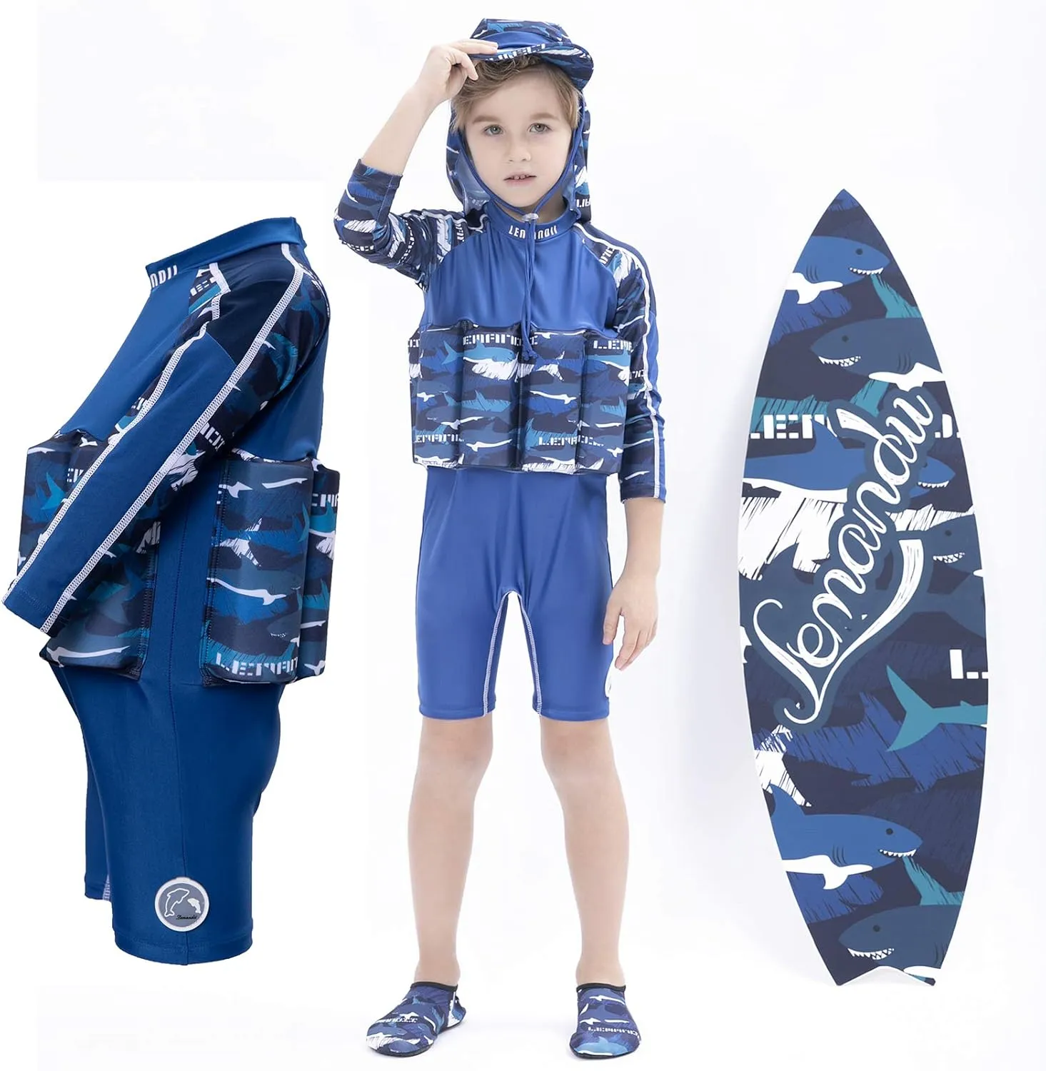 One-Piece Toddler Swimsuit for Boys Girls Float Suit with UPF 50  Sun Protection Long Sleeves Swim Vest with Buoyancy Bars Baby Floating Swimwear Quick Dry Bathing Suits for 1-12 Years Kids