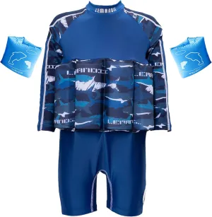 One-Piece Toddler Swimsuit for Boys Girls Float Suit with UPF 50  Sun Protection Long Sleeves Swim Vest with Buoyancy Bars Baby Floating Swimwear Quick Dry Bathing Suits for 1-12 Years Kids