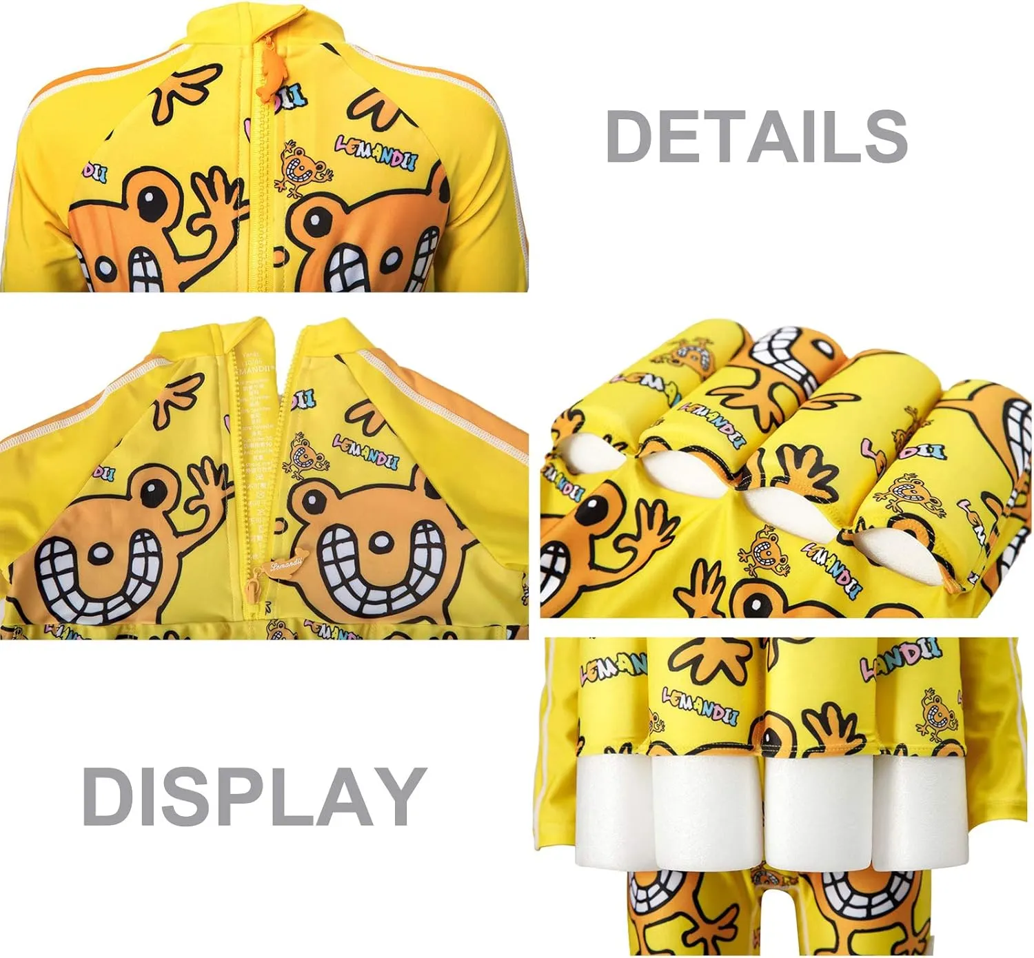 One-Piece Toddler Swimsuit for Boys Girls Float Suit with UPF 50  Sun Protection Long Sleeves Swim Vest with Buoyancy Bars Baby Floating Swimwear Quick Dry Bathing Suits for 1-12 Years Kids