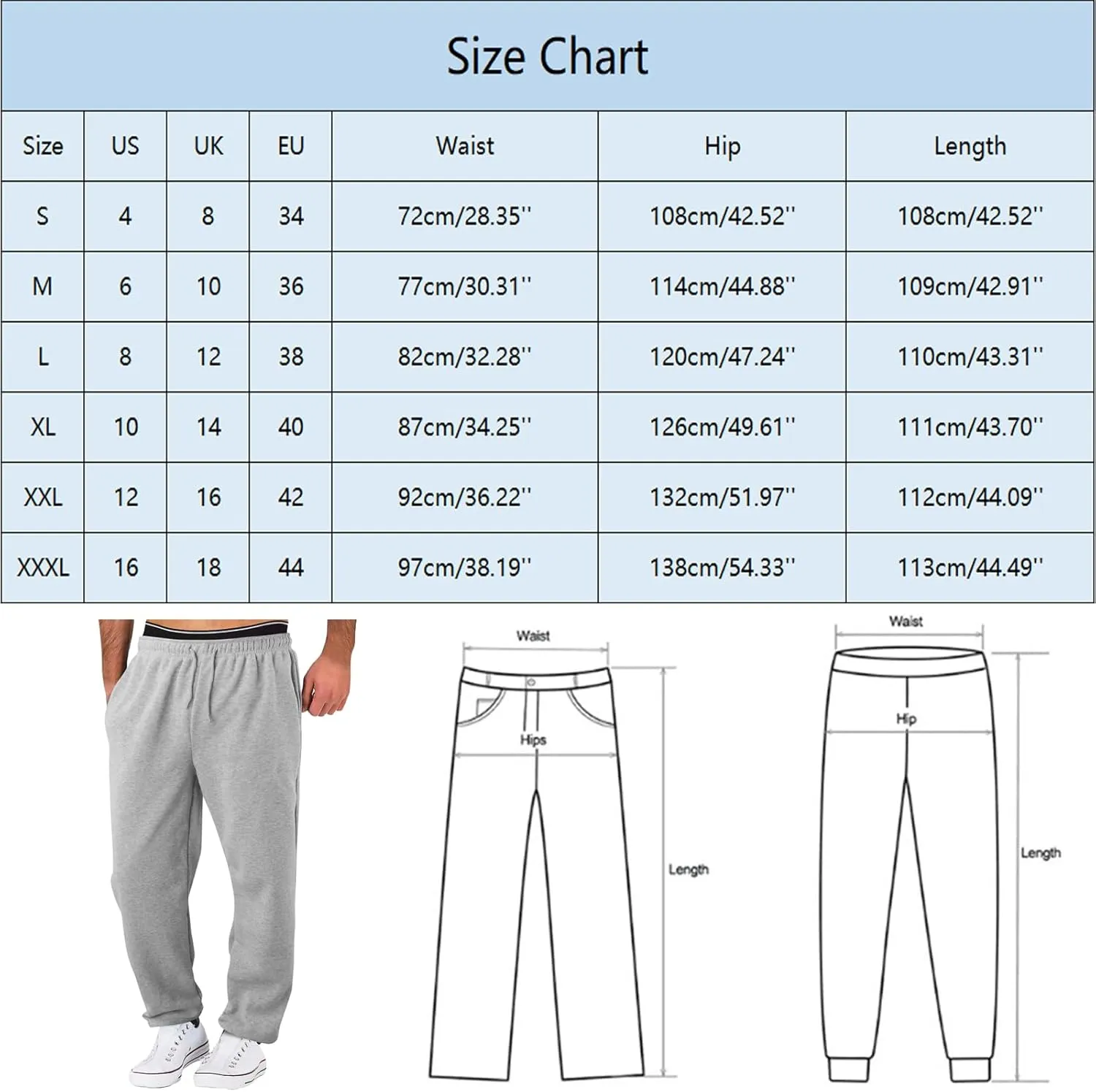 Outdoor Casual Sweatpants for Men Loose Fit Fleece-Lined High Elastic Waisted Plus Size Pants Solid Baggy Comfort Trousers