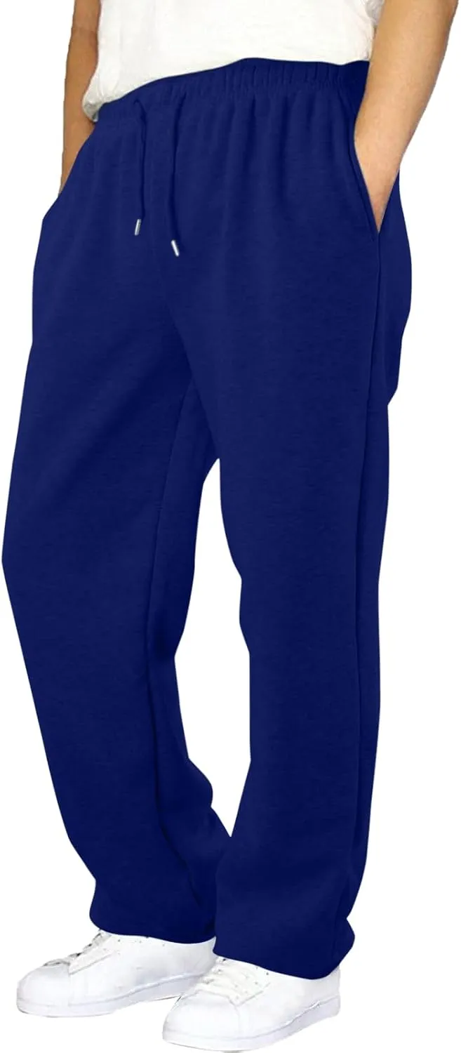 Outdoor Casual Sweatpants for Men Loose Fit Fleece-Lined High Elastic Waisted Plus Size Pants Solid Baggy Comfort Trousers