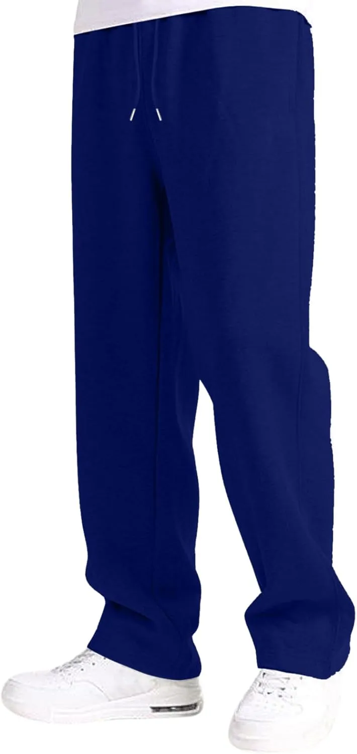 Outdoor Casual Sweatpants for Men Loose Fit Fleece-Lined High Elastic Waisted Plus Size Pants Solid Baggy Comfort Trousers