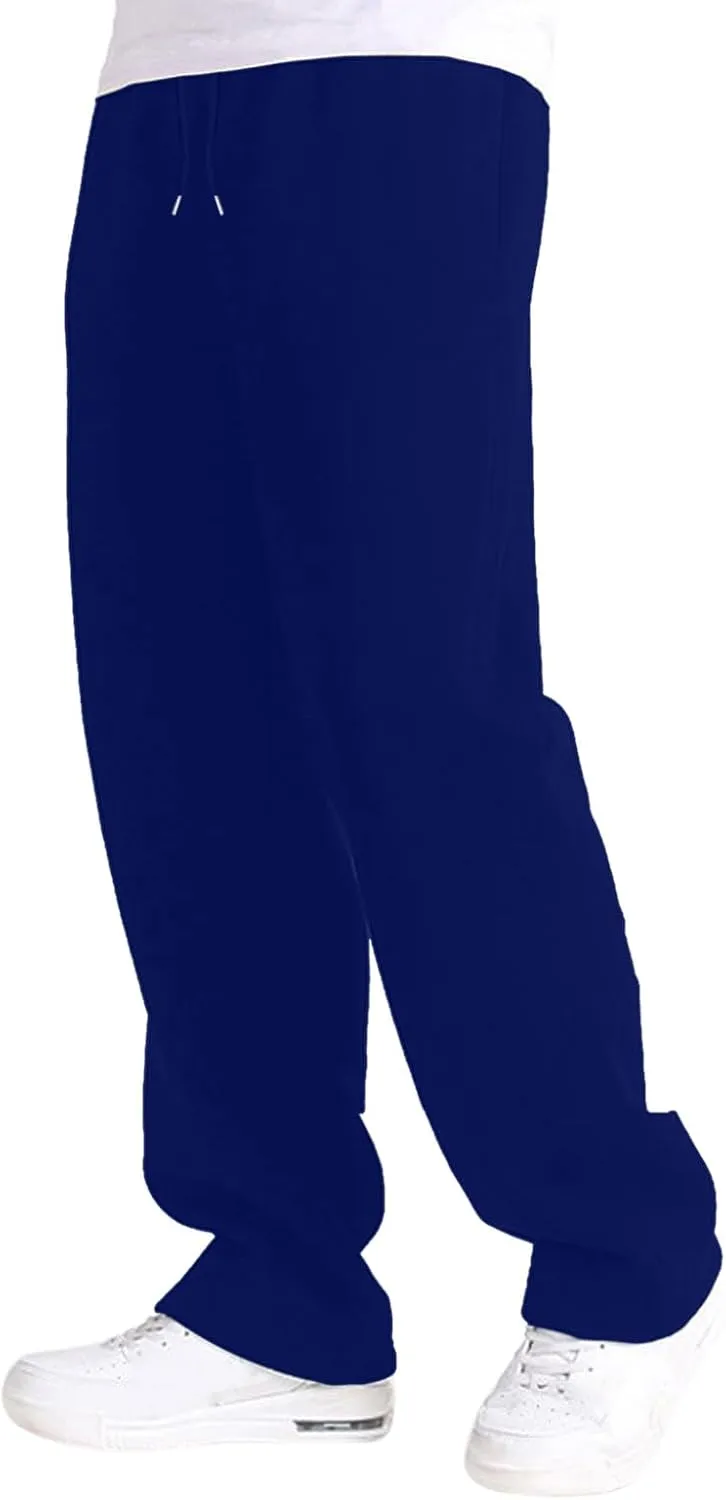 Outdoor Casual Sweatpants for Men Loose Fit Fleece-Lined High Elastic Waisted Plus Size Pants Solid Baggy Comfort Trousers