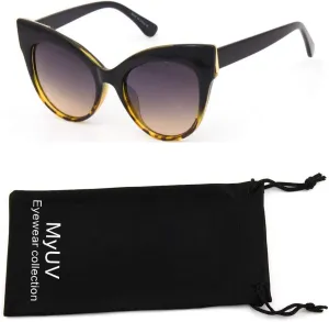 Oversize Vintage Mod Womens Fashion Cat Eye Sunglasses With Microfiber Pouch