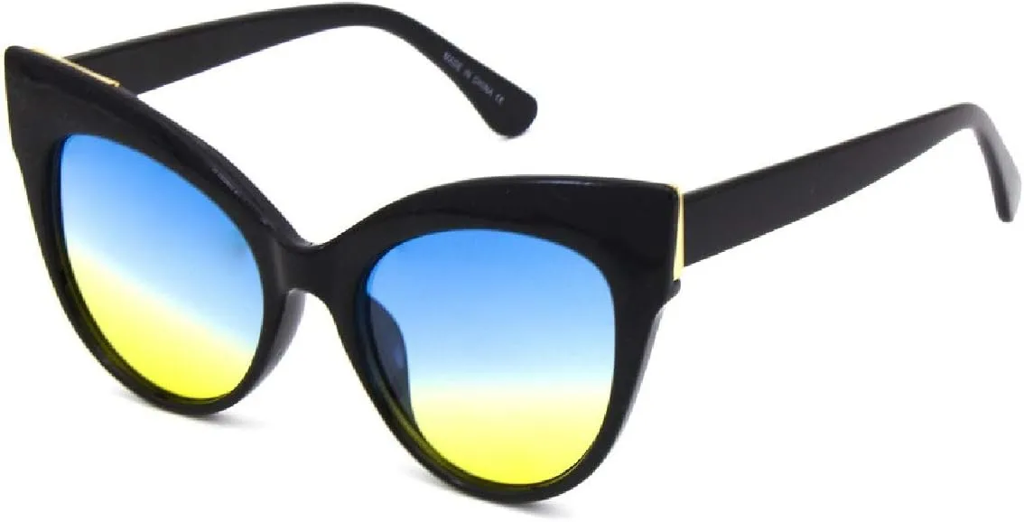 Oversize Vintage Mod Womens Fashion Cat Eye Sunglasses With Microfiber Pouch