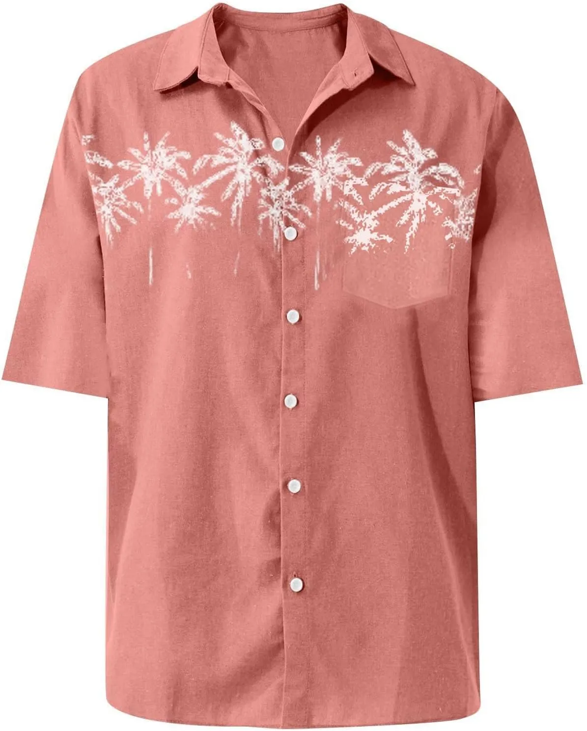 Oversized Shirts for Men Cuban Guayabera Casual Tee Tops Short Sleeve Button Down Summer Beach Vacation Hippie Tshirt