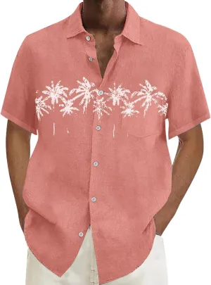 Oversized Shirts for Men Cuban Guayabera Casual Tee Tops Short Sleeve Button Down Summer Beach Vacation Hippie Tshirt