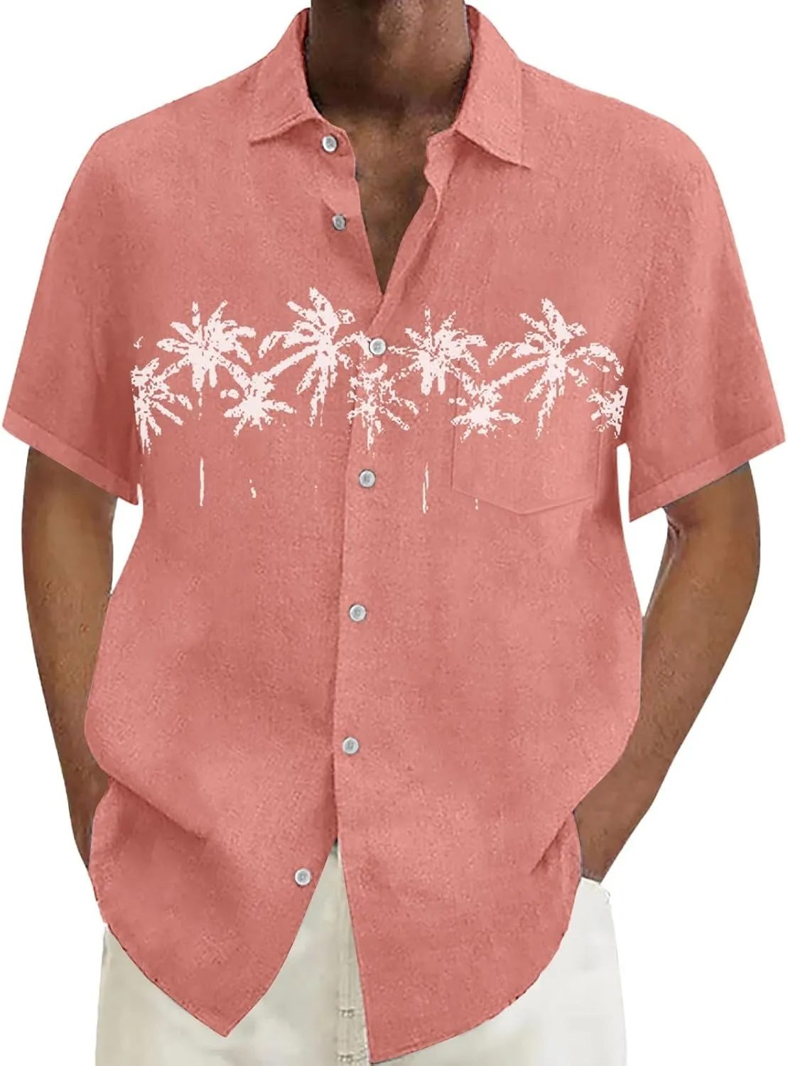 Oversized Shirts for Men Cuban Guayabera Casual Tee Tops Short Sleeve Button Down Summer Beach Vacation Hippie Tshirt