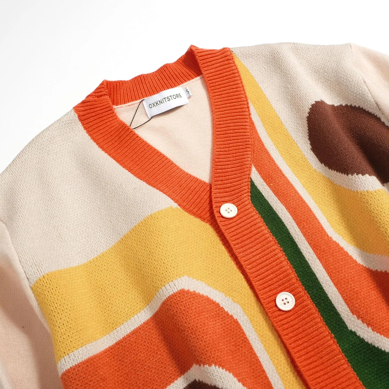 OXKNIT Men's Retro Knitted Cardigan Sweater, 1960s Mod Style Long Sleeve Vintage Casual Tops