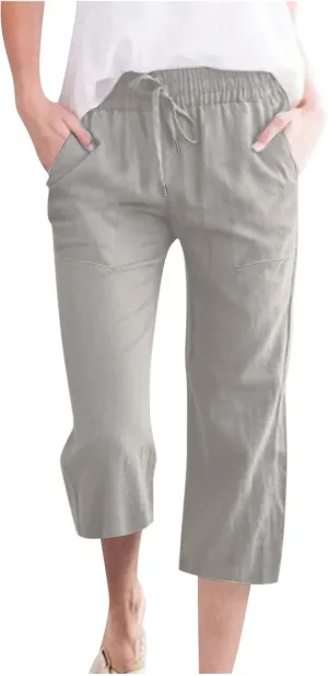 Pants for Women Fall Summer Linen Loose Fit Ruched Striped Straight Leg Pants Women 2025 Y2K