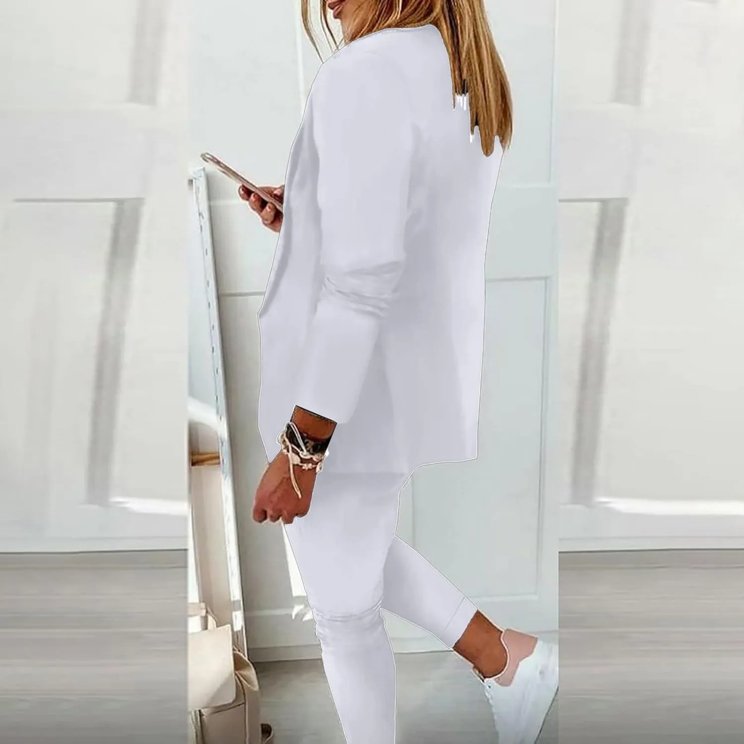 Pants Suits for Women Dressy 2 Piece Casual Open Front Blazer and Pant Set Wedding Prom Work Business Solid Suit
