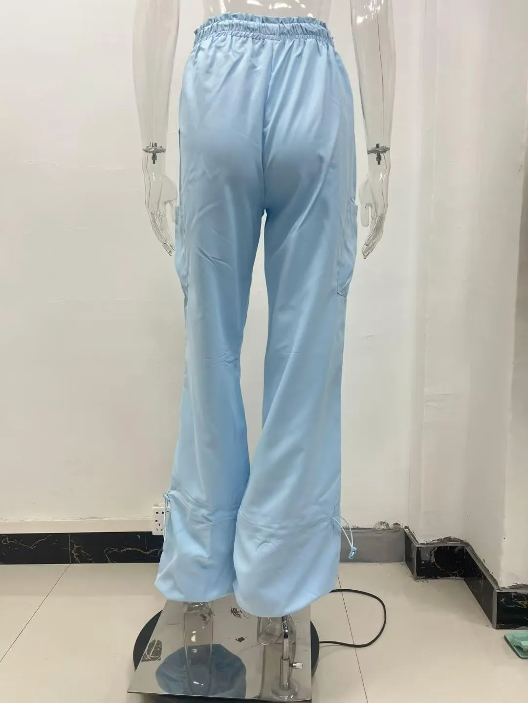 Parachute Pants for Women Cargo Pants Womens Baggy Drawstring Elastic Low Waist Ruched Joggers Pant with Pockets