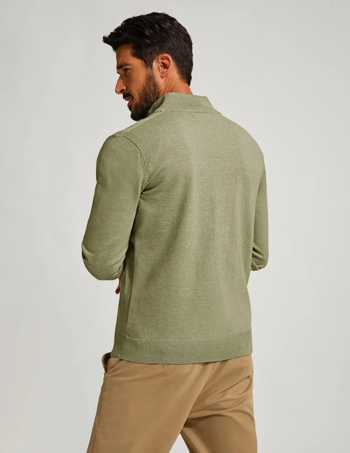 PJ PAUL JONES Mens Quarter Zip Pullover Sweaters Casual Sweater Knitted Slim Fit Pullovers