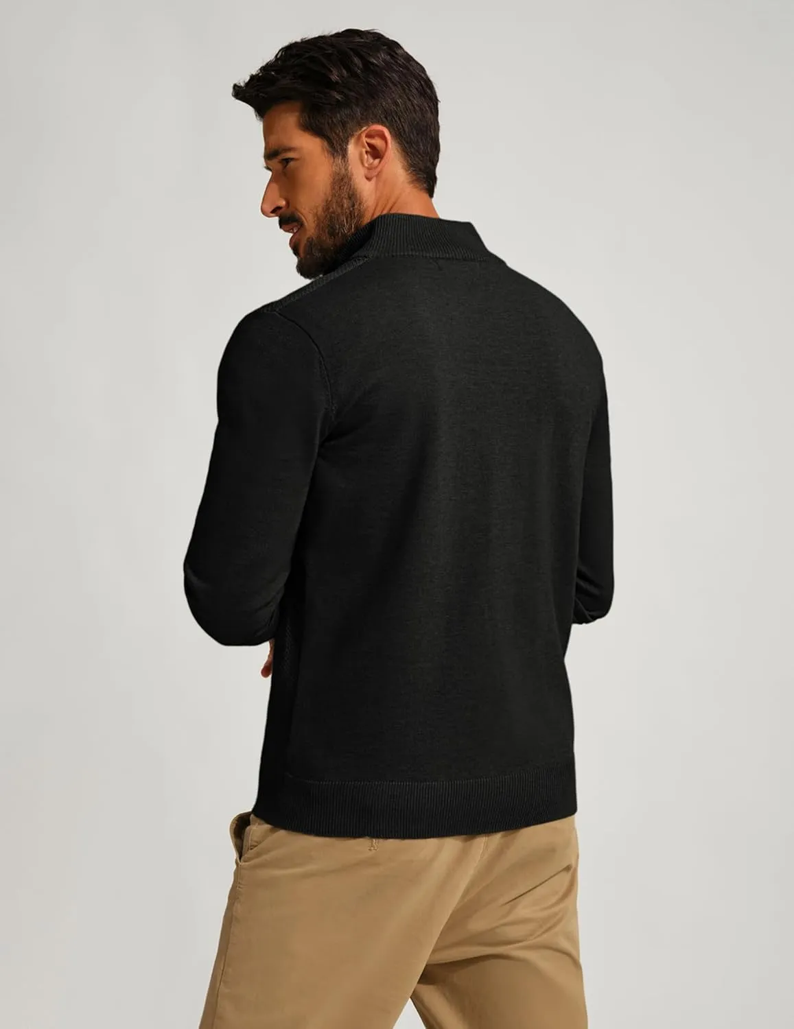 PJ PAUL JONES Mens Quarter Zip Pullover Sweaters Casual Sweater Knitted Slim Fit Pullovers