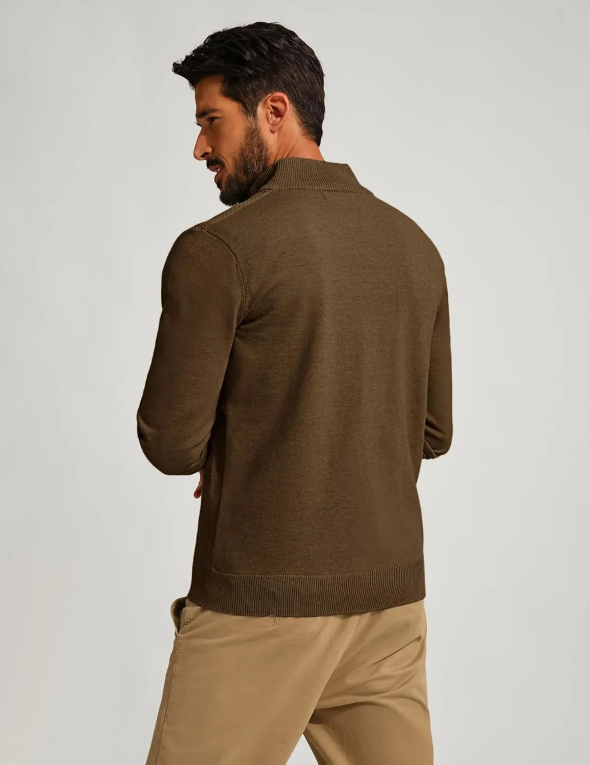 PJ PAUL JONES Mens Quarter Zip Pullover Sweaters Casual Sweater Knitted Slim Fit Pullovers