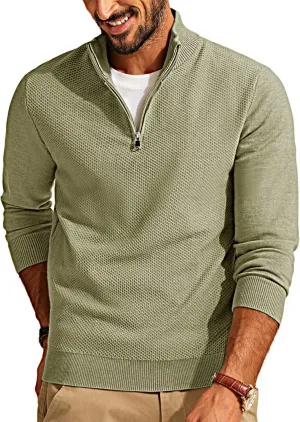PJ PAUL JONES Mens Quarter Zip Pullover Sweaters Casual Sweater Knitted Slim Fit Pullovers
