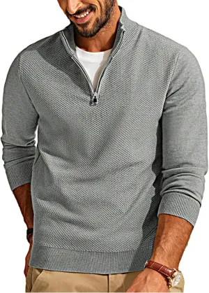 PJ PAUL JONES Mens Quarter Zip Pullover Sweaters Casual Sweater Knitted Slim Fit Pullovers