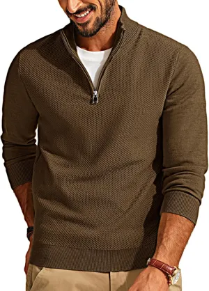 PJ PAUL JONES Mens Quarter Zip Pullover Sweaters Casual Sweater Knitted Slim Fit Pullovers