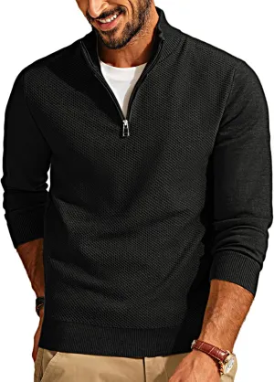 PJ PAUL JONES Mens Quarter Zip Pullover Sweaters Casual Sweater Knitted Slim Fit Pullovers