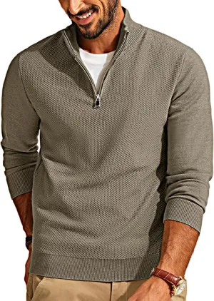 PJ PAUL JONES Mens Quarter Zip Pullover Sweaters Casual Sweater Knitted Slim Fit Pullovers