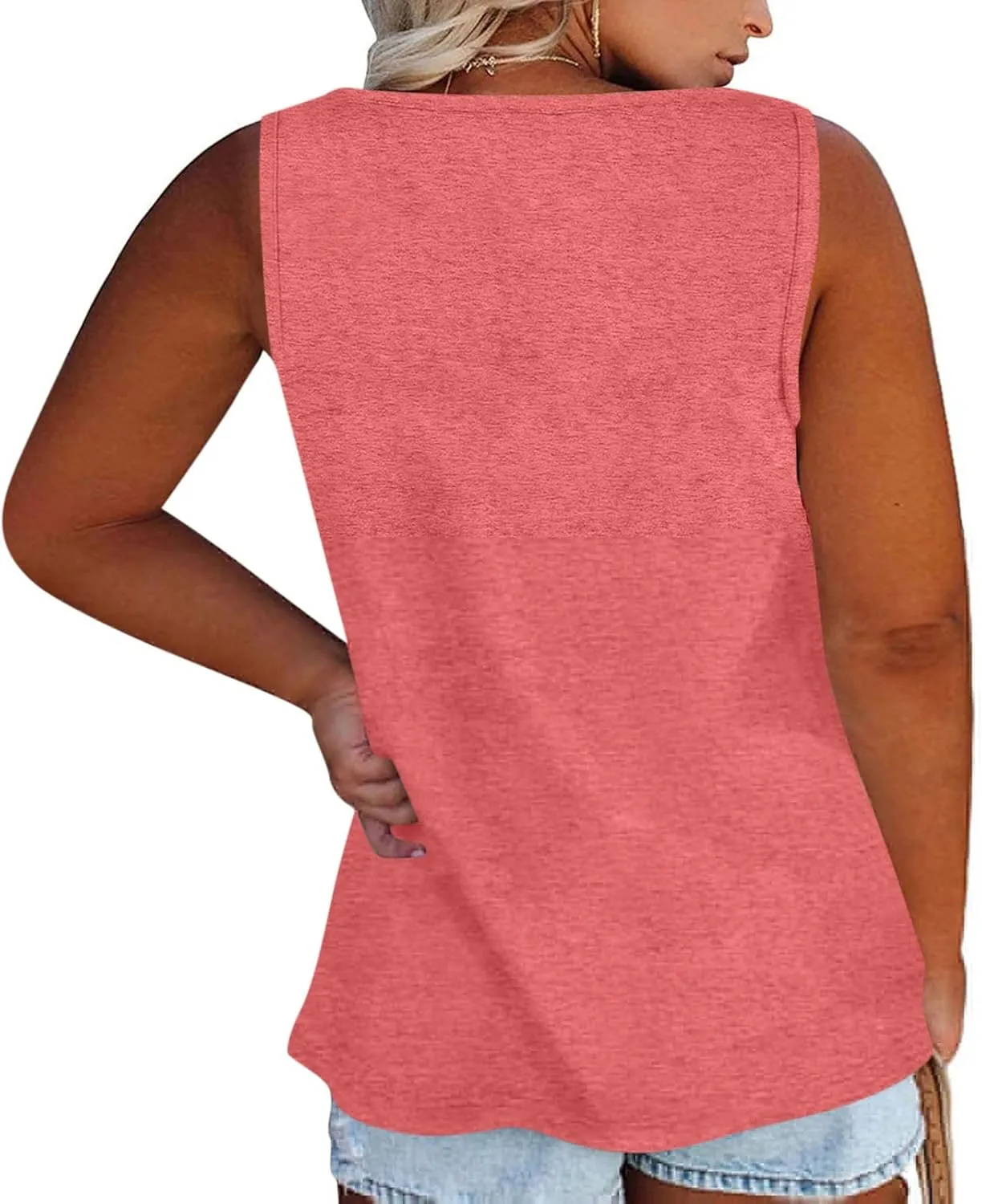 Plus Size Tank Tops for Women Summer Sleeveless O Neck Henley T-Shirts Tops Casual Button Down Tunics Shirts