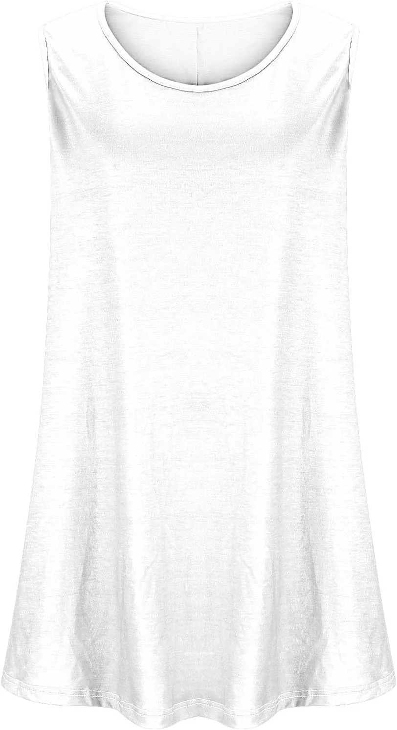 Plus Size Womens Tank Tops Round Neck Loose Fitting Sleeveless Tshirts Pleated Summer Flowy Maternity Tunic Top