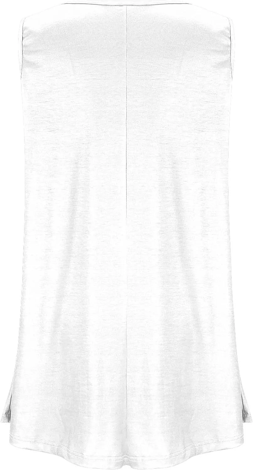 Plus Size Womens Tank Tops Round Neck Loose Fitting Sleeveless Tshirts Pleated Summer Flowy Maternity Tunic Top