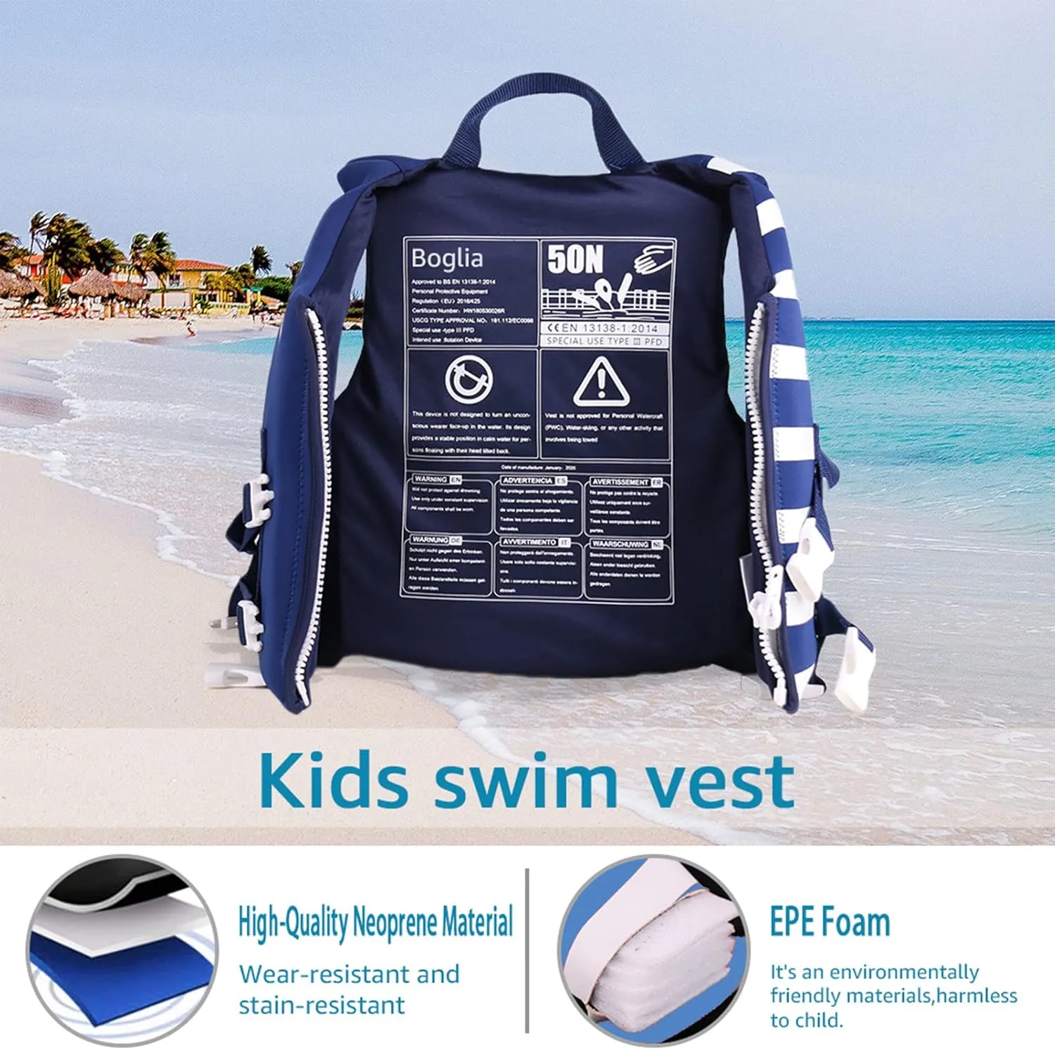 PROTAURI Kids Swim Vest - Toddlers Swimming Buoyancy Floation Swimwear for Learn to Swim Age 1-9 Years/50N
