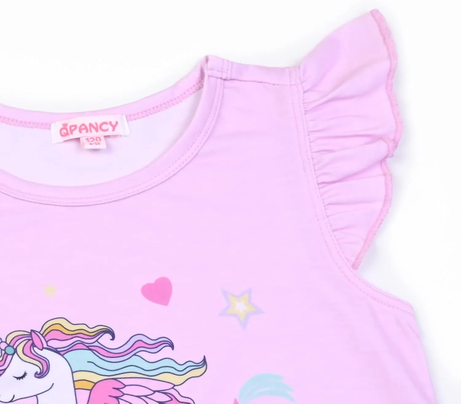 QPANCY 2-Pack Girls Nightgown Flutter Sleeves Pajamas Princess Night Dresses Cotton Sleepwear