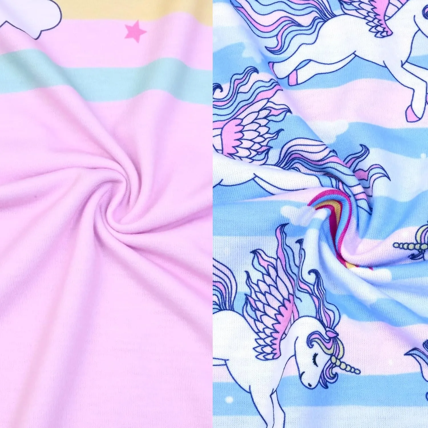QPANCY 2-Pack Girls Nightgown Flutter Sleeves Pajamas Princess Night Dresses Cotton Sleepwear