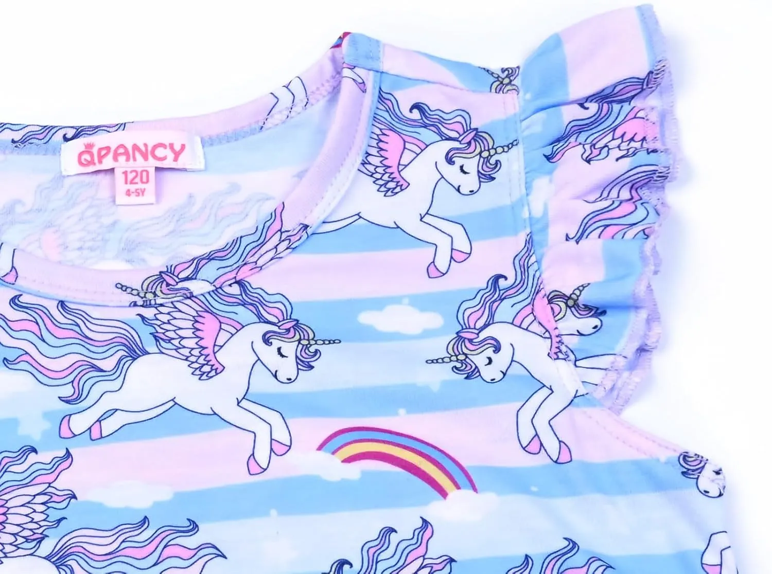 QPANCY 2-Pack Girls Nightgown Flutter Sleeves Pajamas Princess Night Dresses Cotton Sleepwear