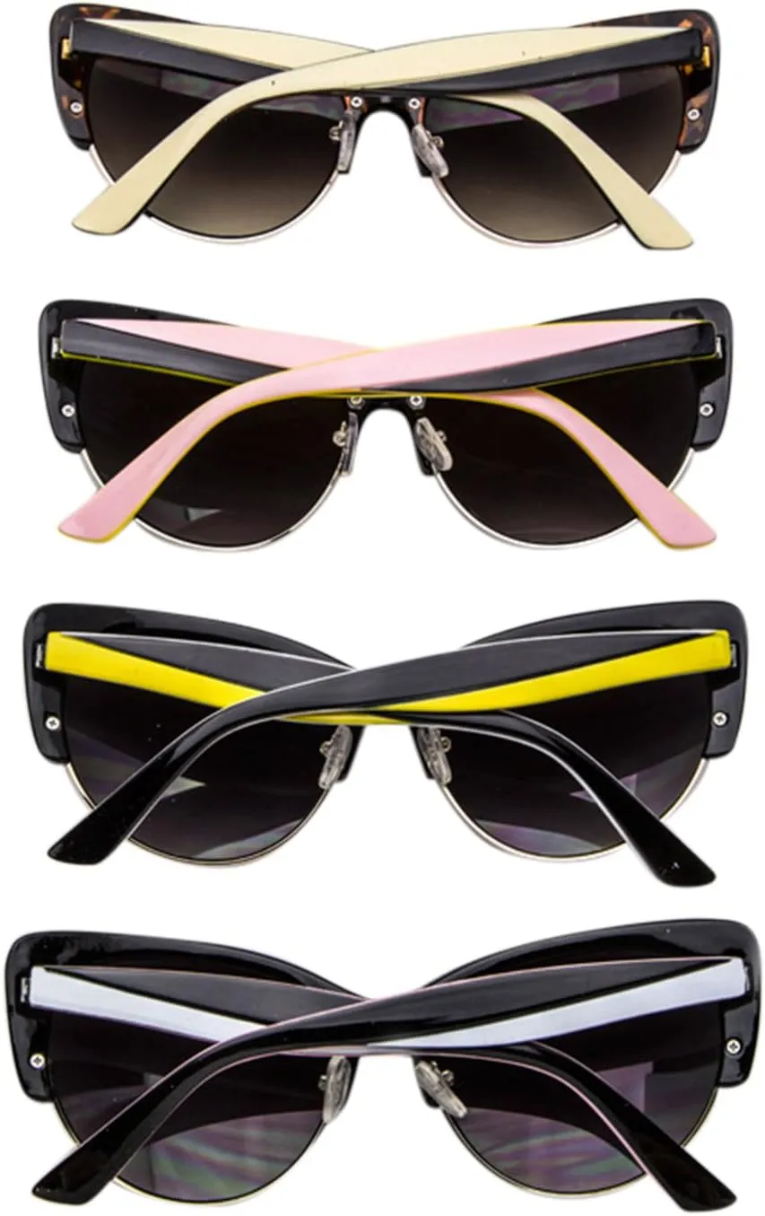 Retro Vintage Inspired 50's Mod Half Frame Cat Eye Sunglasses UV 400 Protection