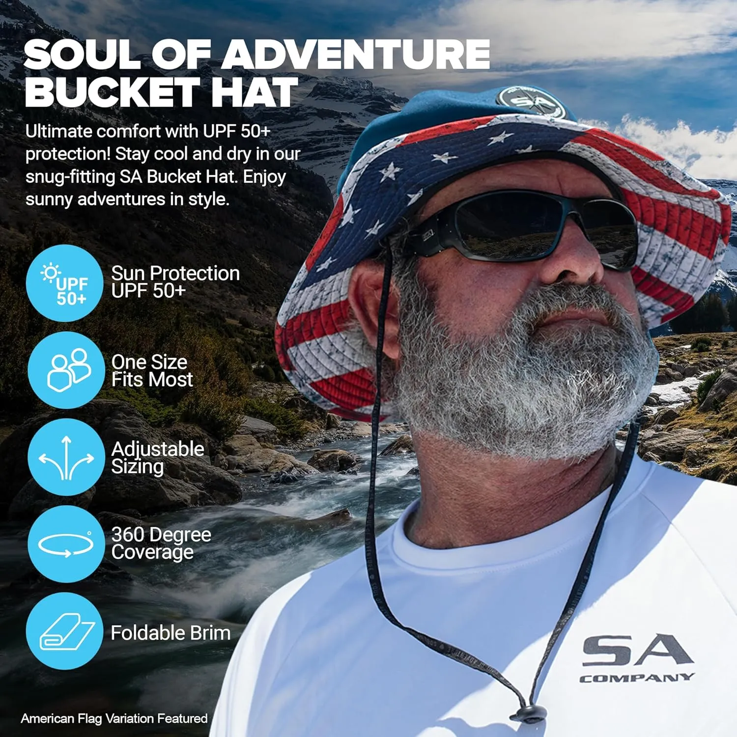 SA Company Bucket Hat | UV 50  for Adults | Sun Protection with Adjustable Fit, Moisture-Wicking Fabric